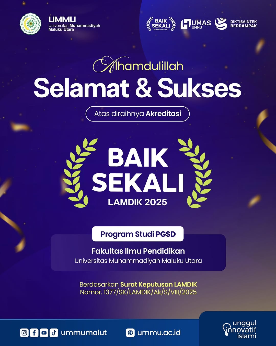 Selamat & sukses untuk Program Studi PGSD UMMU